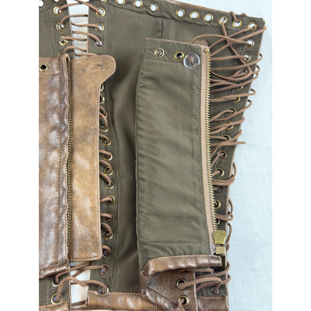 Jaded London Brown Faux Leather Lace Up Corset Top Distressed Steampunk Medium - Picture 6 of 6